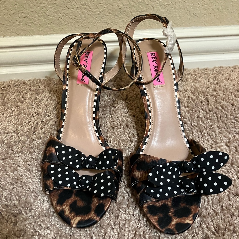 Betsey Johnson Leopard and Polka Dot Heels